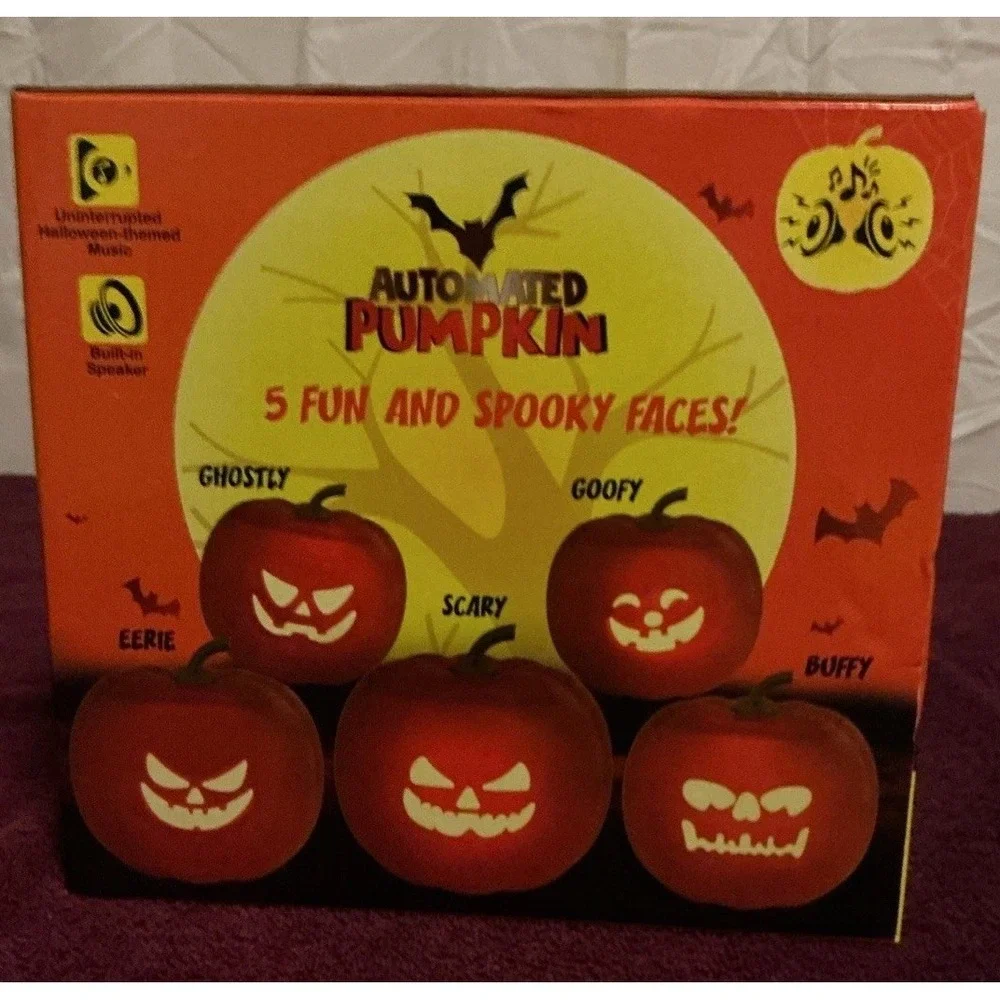 Animated Pumpkin‎ Music With 5 Fun And Spooky Faces Built-in Speakers LEDs NIB